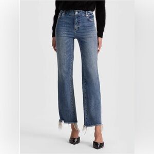 Alice + Olivia Women’s Ember Mr.‎ Slim Straight Jean Brooklyn Blue Size 29X28